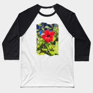 Pretty Red Flower with green leaves nature lovers beautiful photography design Baseball T-Shirt